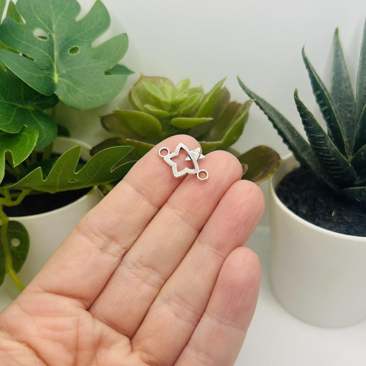 1, 4, 20 or 50 BULK Antique Silver Celestial Star Connector Charms ...