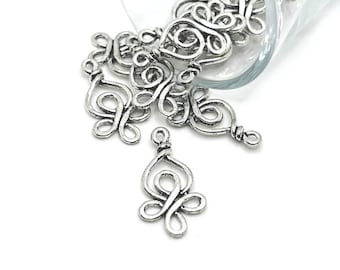 4, 20 or 50 BULK Silver Decorative Knot Connector Charms, Celtic Knot, Earring Connector Charm | Ships Immediately from USA | AS858