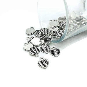 4, 20, or 50 BULK Silver American Flag Charm, 4th of July, USA, Patriot, Heart Flag, 10x12mm | Ships Immediately from USA | AS819