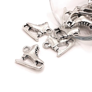 4, 20 or 50 BULK Silver Ice Skate Charms, 3D, Winter Charm, Christmas, Hockey, 21x18x6mm | Ships Immediately from USA | AS555