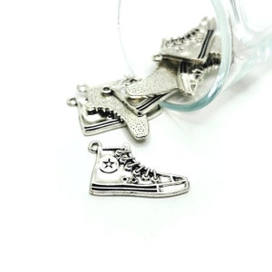 4, 20 or 50 BULK Sneaker Charms, Silver, Hi-Top, 80's Nostalgia, 30x20mm | Ships Immediately from USA | AS702