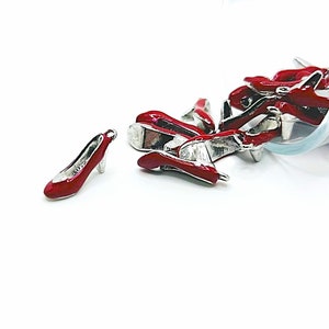 4, 20 or 50 BULK Ruby Red Heel Charms, Dorothy Shoes, Wizard of Oz Charm, Red Shoe, 10x22mm | Ships Immediately from USA | RD809