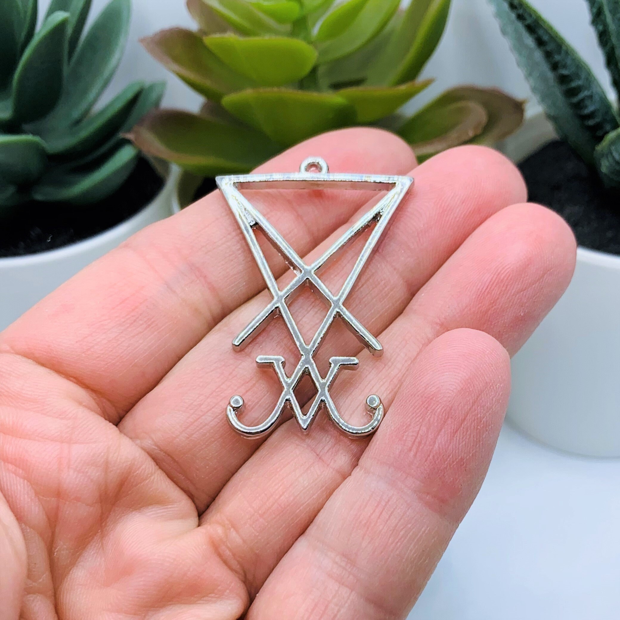 1 4 or 20 BULK Silver Lucifer Sigil Pendants Satan Charm - Etsy
