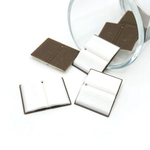1, 4, or 20 BULK 3D Dark Brown Open Book Charms, Librarian Charms, Bookworm Pendant, Custom Charms | Ships Quickly from USA