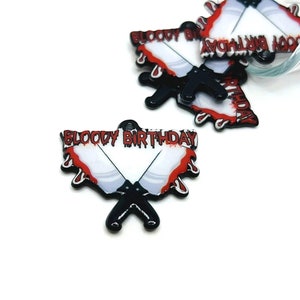 1, 4 or 20 BULK Bloody Birthday Sign Charm - Double Sided | Ships Immediately from USA | RD1415