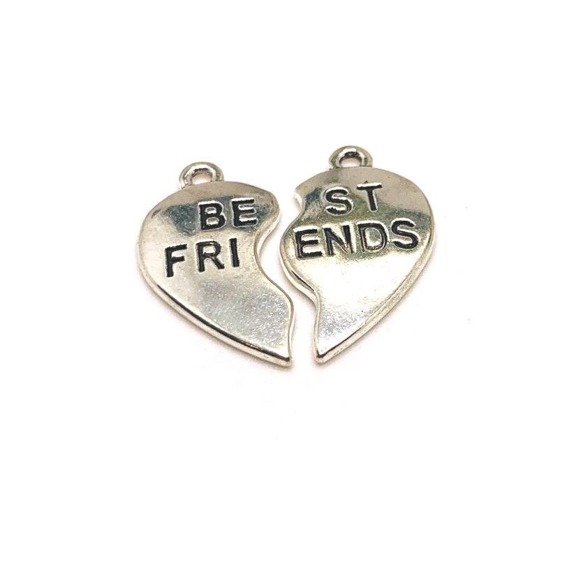o BULK Sets Best Friends Heart Charms Two Piece Heart - Etsy