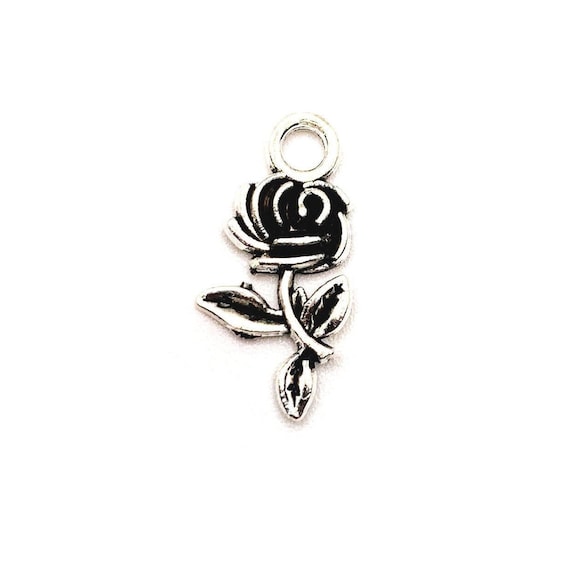 4 20 or 50 BULK Rose Charms Antique Silver Flower Small - Etsy