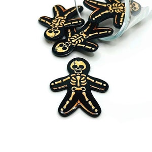 1, 4 or 20 BULK Creepy Christmas Gingerbread Skeleton Cookie Charm, Double Sided | Ships Immediately from USA | BK1183