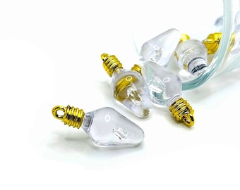 4 o 20 amuletos de bombillas navideñas transparentes a granel, amuleto de acrílico, bombilla 3D, amuleto de luz, 12 x 30 mm / Envío inmediato desde EE. UU. / CL1146