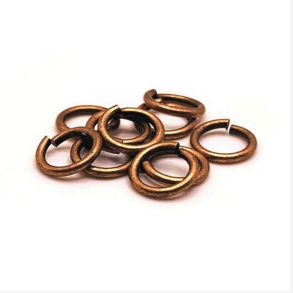 100, 500 or 1,000 7 mm Antique Copper Jump Rings, Bulk Findings, Open Rings, 18 gauge, 18 g Thick Rings | Ships Immediately from USA | AC888