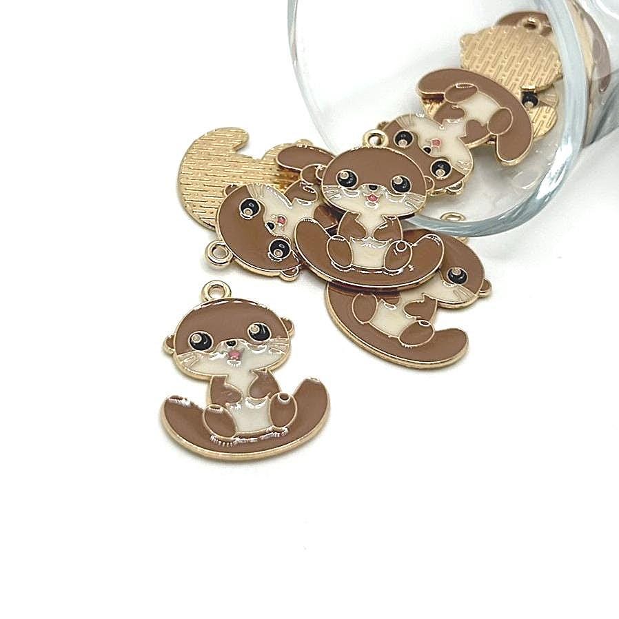 1, 4, 20 or 50 BULK Enamel Otter Charms, Cute Otter Charm | Ships Quickly from USA | BW1918