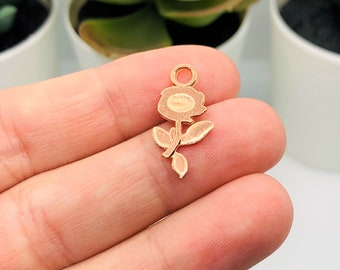 4, 20 or 50 Pieces: Small Rose Gold Rose Charms