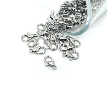 100 or 500 BULK 7x12 mm Antique Silver Lobster Clasps, Rhodium Claw Clasps, Wholesale Necklace Clasp | Ships Immediately from USA | AS038