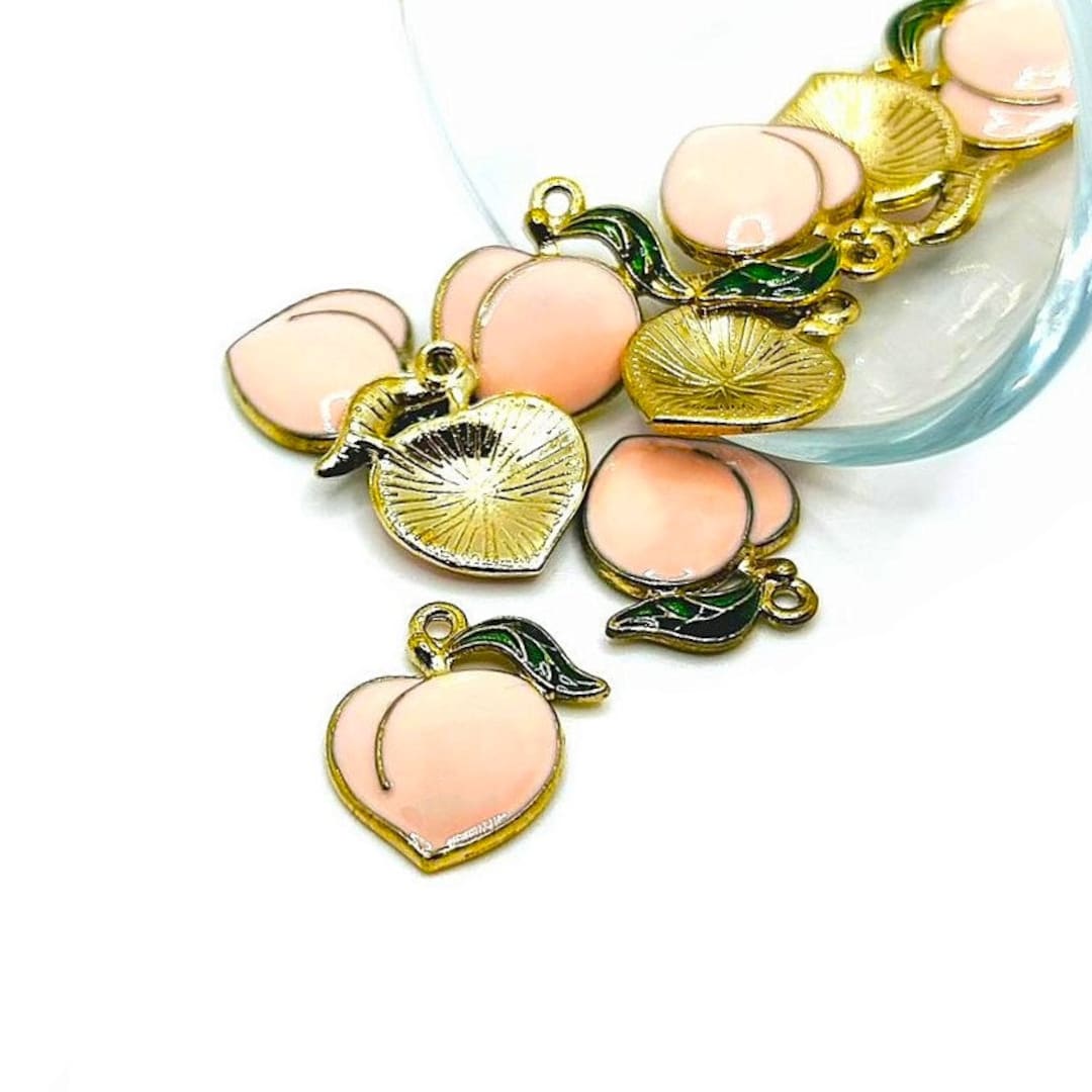 4, 20 or 50 BULK Enamel Peach Charm, Georgia Peach, Pink Peach Charm ...