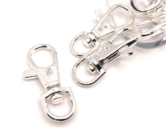 4, 20 oder 50 BULK Hell Silber Schwenk Karabiner Verschlüsse, Schlüsselanhänger Basis, Lanyard Clip Papageienklaue, 15 x 37 mm | Versand sofort aus den USA | SL637