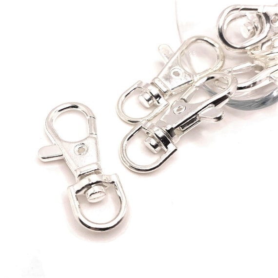 4, 20 or 50 Pieces: Antique Silver Swivel Lobster Clasps Lanyard Clips,  15x37 mm
