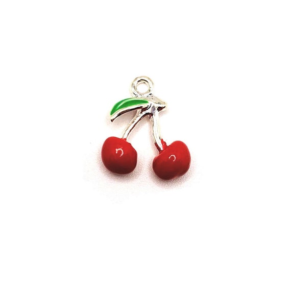 4 or 12 BULK Red Cherry Charms Enamel 3D Cherries with Etsy