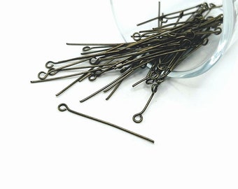 100 or 500 BULK Bronze Eyepins, Wholesale Jewelry Findings, Eye Pins, 32mm, 21 g | Ships Immediately from USA | BR019