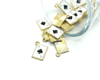 4, 20 or 50 BULK Ace of Spades Playing Card Charms, Enamel Card, Poker Charm, Las Vegas Charm, Gambler | Ships Quickly from USA | EN1740