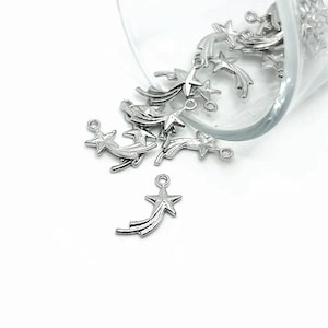 1, 4, 20 or 50 BULK Small Antique Silver Shooting Star Charms | Ships Immediately from USA | AS1349