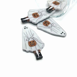 1, 4 or 20 BULK Acrylic Ghost Trick or Treat Pendants - Double Sided, Halloween Charms Ships Immediately from USA | WH1587