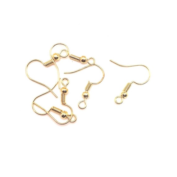 100 or 500 BULK KC Gold Fish Hook Earring Wires, Light Gold French Hook  Earrings, Wholesale Findings Ships Immediately From USA KC018 