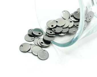 20, 50 or 100 BULK 8 mm Stainless Steel Stamping Tag Blanks, 8mm round, Silver Tags | Ships Immediately from USA | SS764