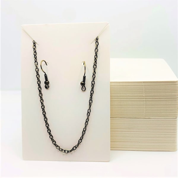 20 or 100 BULK Necklace and Earring Display Cards, White Display Card, 6x9 cm | Ships Immediately from USA | WH1149