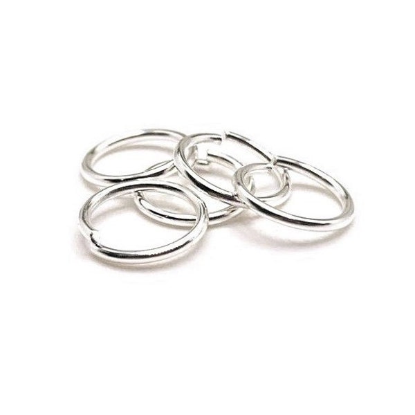 100, 500 or 1,000 BULK 10 mm Bright Silver Plated Jump Rings, Thick Open Rings, 18g, 18 gauge | Ships Immediately from USA | SL890