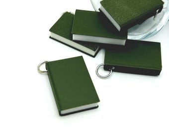 1, 4, or 20 BULK 3D Dark Green Book Charms, Librarian Charms, Bookworm Pendant, Custom Charms | Ships Quickly from USA | GR1973