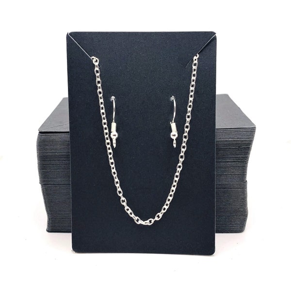 20 or 100 BULK Necklace and Earring Display Cards, Black Display Card, 6x9 cm | Ships Immediately from USA | BK1149