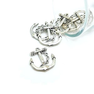 4, 20 or 50 BULK Silver Anchor Charms, Nautical, Sailor, Double Sided, 20x25mm | Ships Immediately from USA | AS664