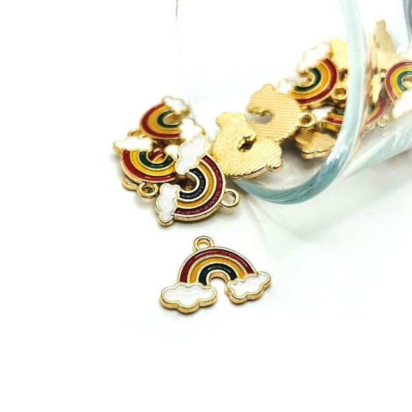 4, 20 or 50 BULK Colorful Rainbow Charm with Clouds, Enamel Rainbow, Wizard of Oz, 19 x 11 mm | Ships Immediately from USA | EN767