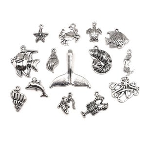 60 Piece Antique Silver Marine Ocean Mixed Lot of Charms | Ships Immediately from USA | AS1423