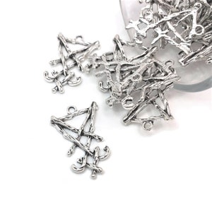 1, 4, 20 or 50 BULK Silver Branch Lucifer Sigil Pendants, Satan Charm, Satanic, Lucifer, Devil Symbol | Ready to ship USA | AS1483