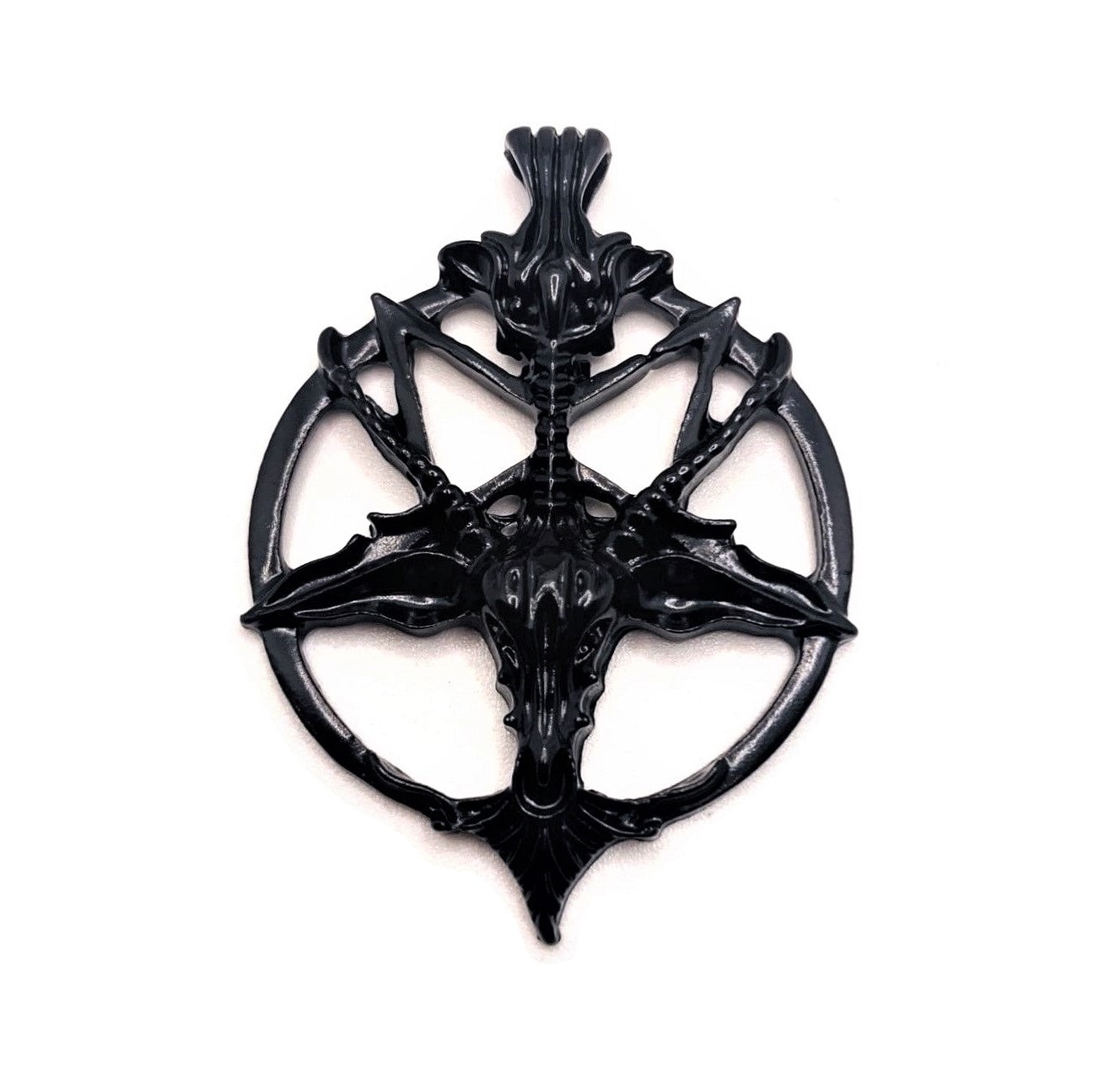 Lucifers Hammer 新品 ブラックメタル 1, 4 or 20 BULK Large Black Baphomet Pentagram Pendants, Satan