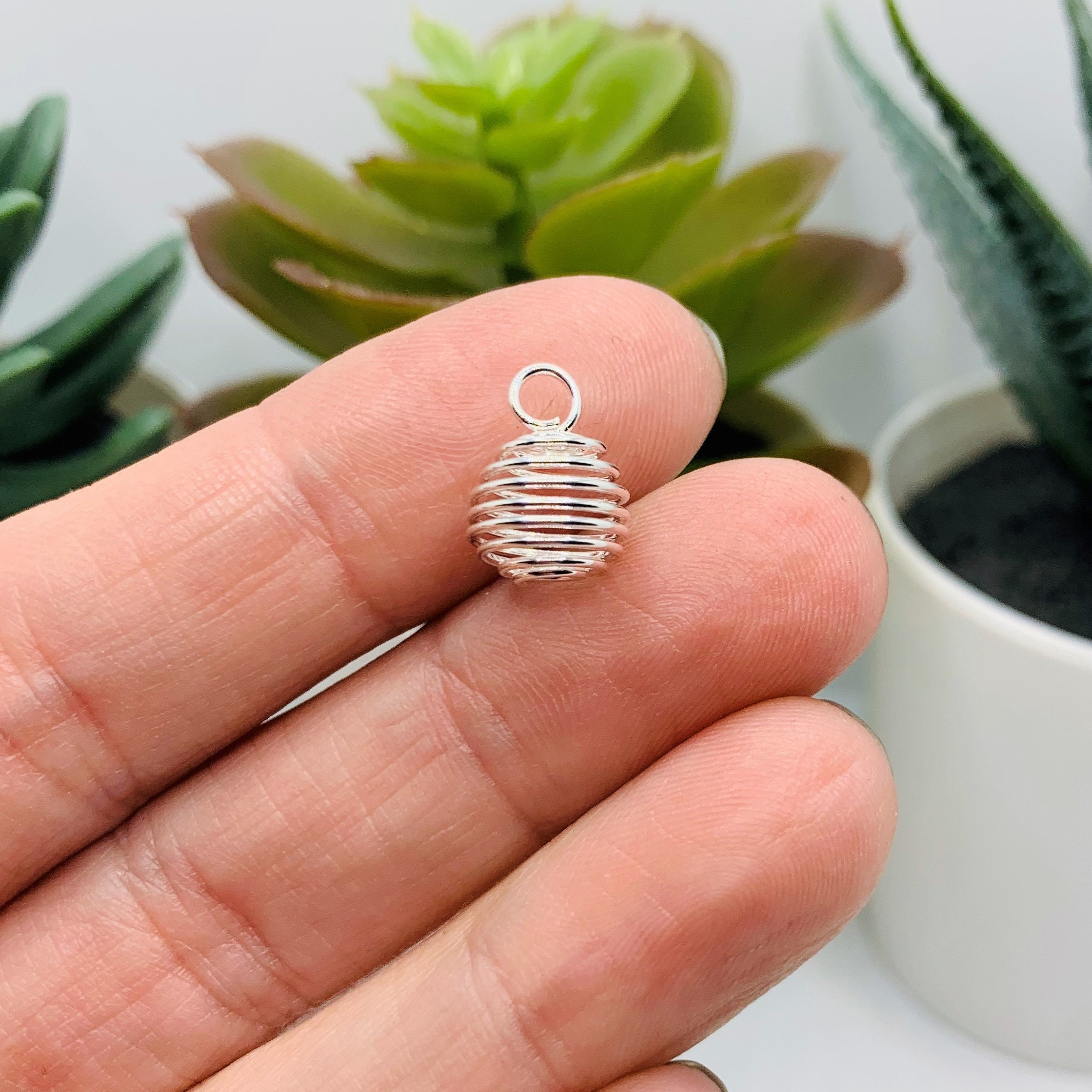4 20 or 50 BULK Silver Spiral Bead Cages Captive Bead Charm Etsy