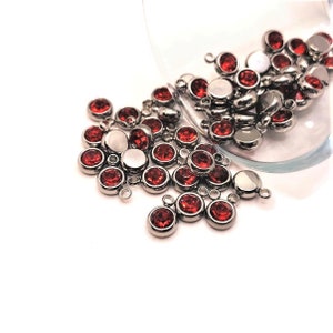 4, 20 or 50 BULK 201 Stainless Steel Silver Bright Red July Birthstone Rhinestones, Ruby | Ships Immediately from USA | BD1509