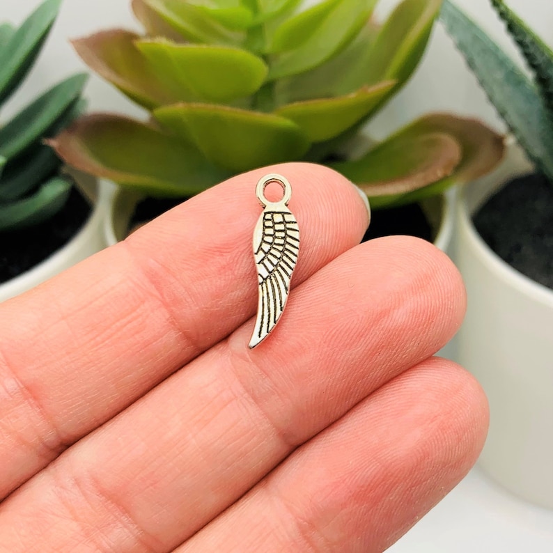 4 20 or 50 BULK Silver Wing Charms Small Angel Wings Charm Etsy