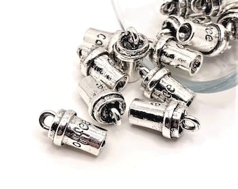 4, 20 or 50 BULK Coffee Cup Charms, Silver Coffee Charm, 3D, Bangle, 15x8mm | Ships Immediately from USA | AS323