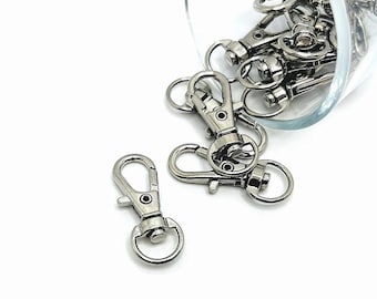 4, 20 or 50 BULK Silver Swivel Lobster Clasps, Keychain Base, Lanyard Clip, Parrot Claw, 13x32 mm | Ships Immediately from USA | AS1093