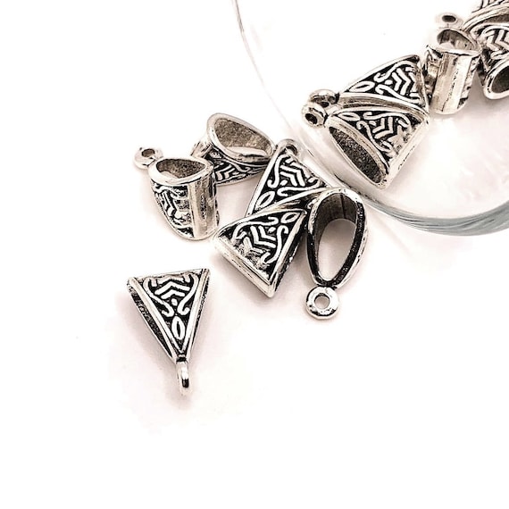 4 20 or 50 BULK Silver Jewelry Bails Triangle Bail Antique