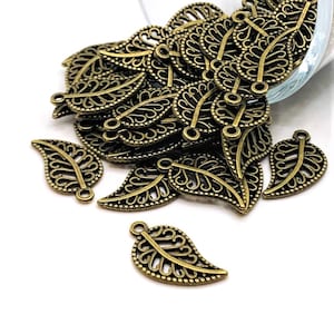 4, 20 o 50 ciondoli a forma di foglia in bronzo, ciondoli a forma di foglia curva, 18 x 10 mm / Spedizione immediata dagli USA / BR100