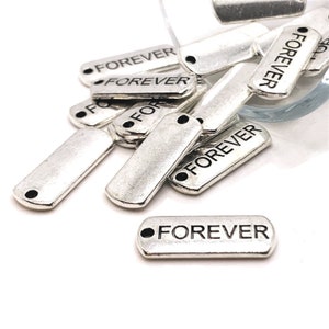 4, 20 or 50 BULK Forever Bar Tags, Antique Silver Word Charm, 21x8mm | Ships Immediately from USA | AS155