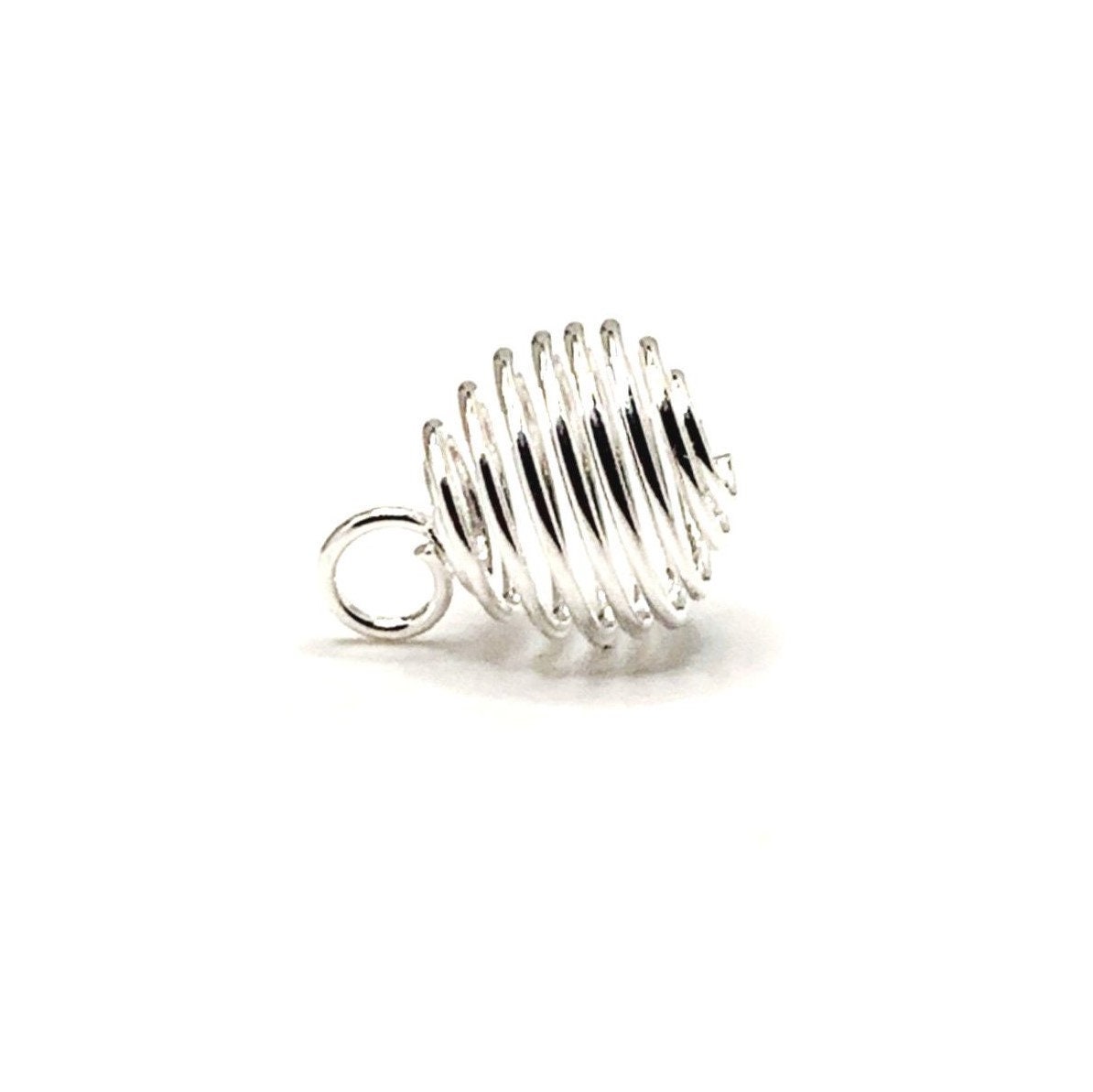 4 20 or 50 BULK Silver Spiral Bead Cages Captive Bead Charm Etsy
