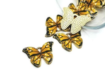 1, 4, 20, or 50 BULK Orange Butterfly Enamel Charm, Bug Charm, Butterfly Insect | Ships Immediately from USA | OR1802