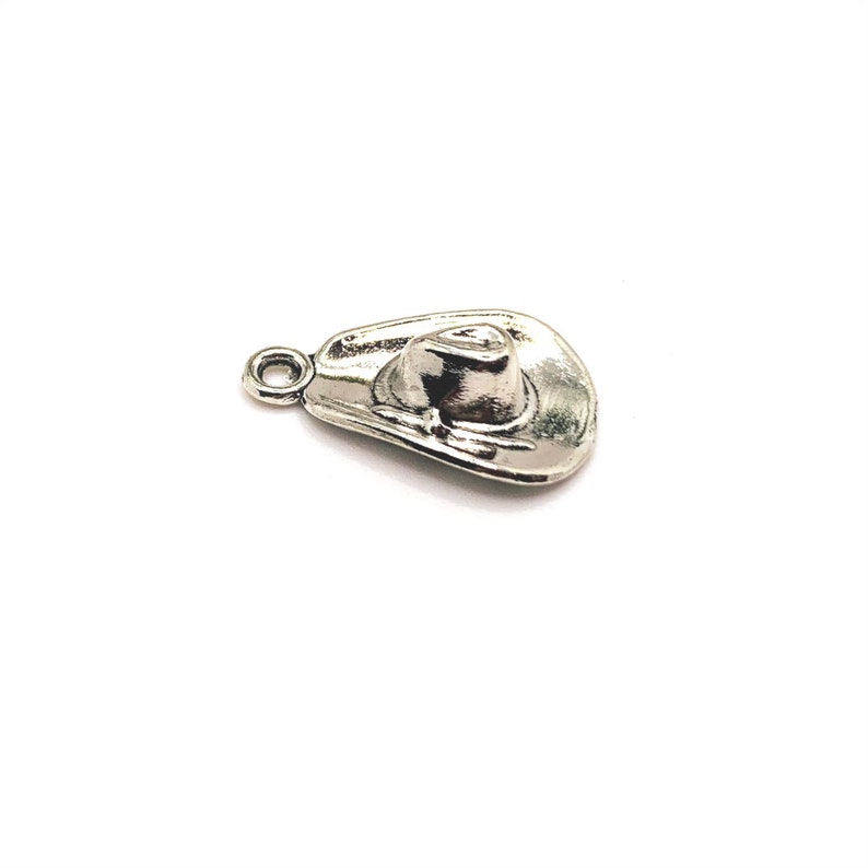 or 50 BULK Silver Cowboy Hat Charms Wrangler Ships Immediately from USA 4 AS663 Western 20 3D 21x13mm