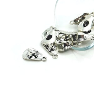 4, 20, or 50 BULK Silver Cowboy Hat Charms, 3D, Wrangler, Western, 21x13mm | Ships Immediately from USA | AS663