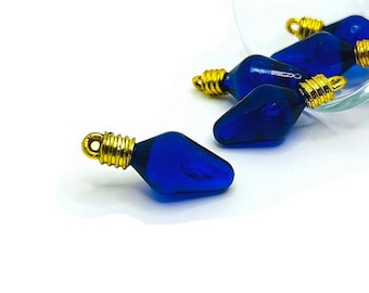 4 o 20 amuletos de bombillas navideñas azules a granel, amuletos acrílicos azules, bombillas 3D, amuletos de luz, 12 x 30 mm / Envío inmediato desde EE. UU. / BL1146