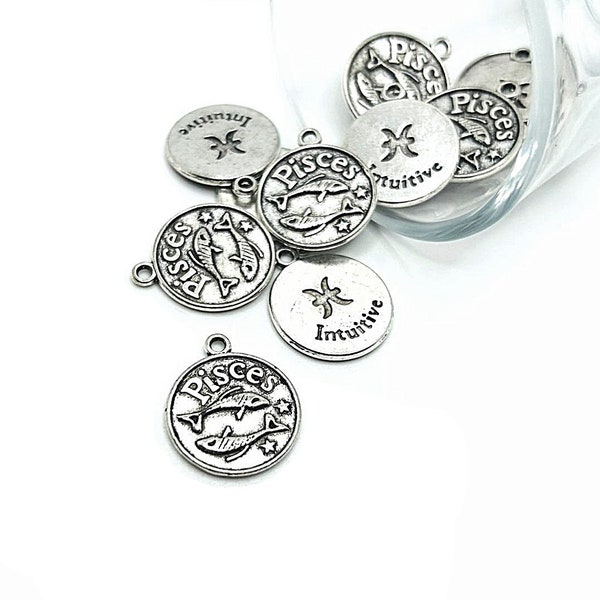 1, 4 or 20 BULK Pisces Zodiac Character Charm, Astrology, Birth Sign Double Sided Silver Constellation Coin | Ready to Ship from USA | AS885